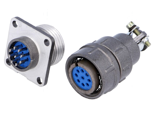 Connector: rond; contact,stekker; DS1110-06; PIN: 9; met kabelklem Connector: rond; contact,stekker; DS1110-06; PIN: 9; met kabelklem